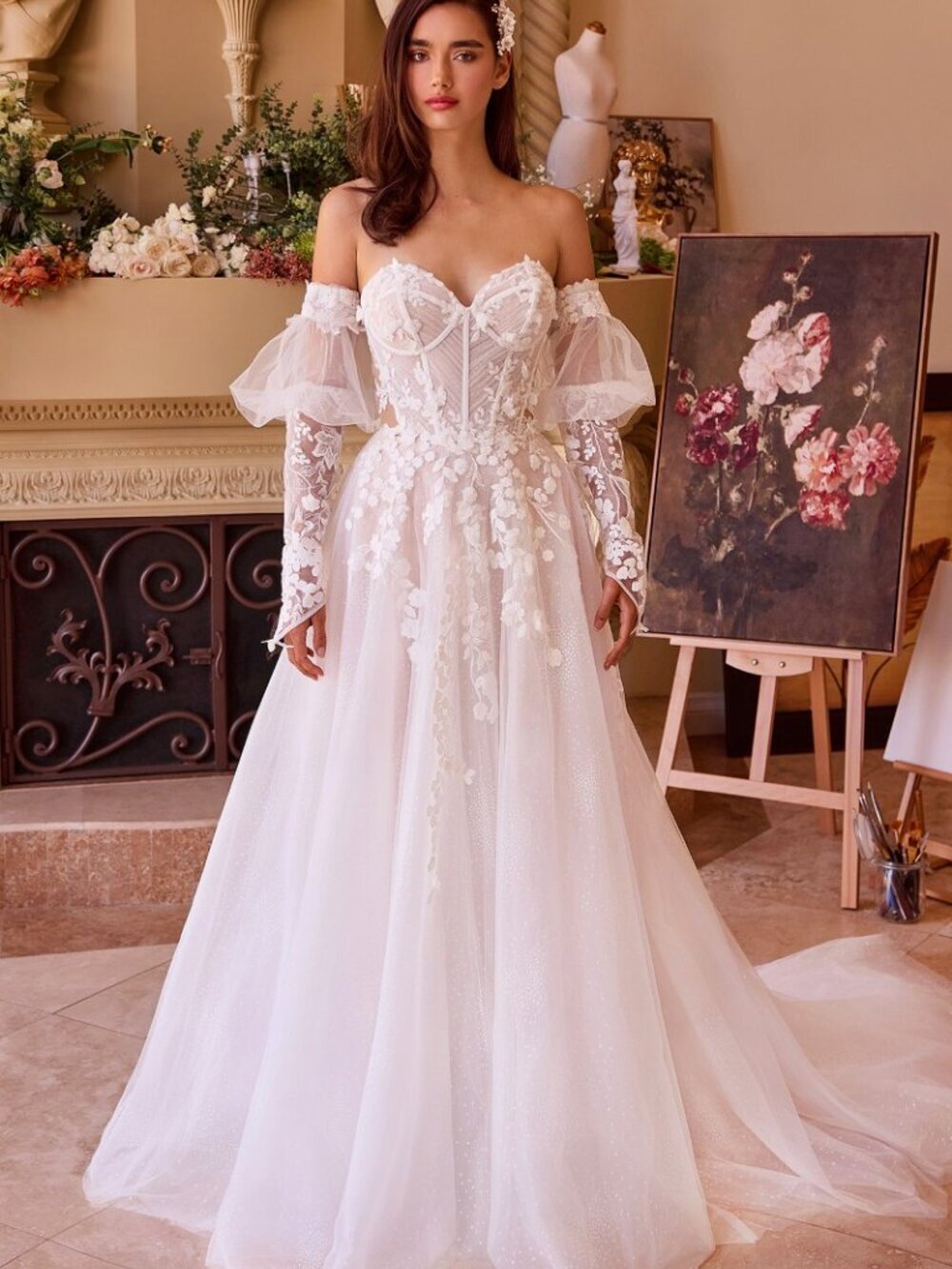 NEW FORMAL STRAPLESS OFF WHITE WEDDING TULLE GOWN W/ SWEETHEART NECK CD WL032